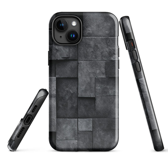 Dark Grey Stone Cubes iPhone Case Hardshell 3D Wrap Thermal CREATIVETECH