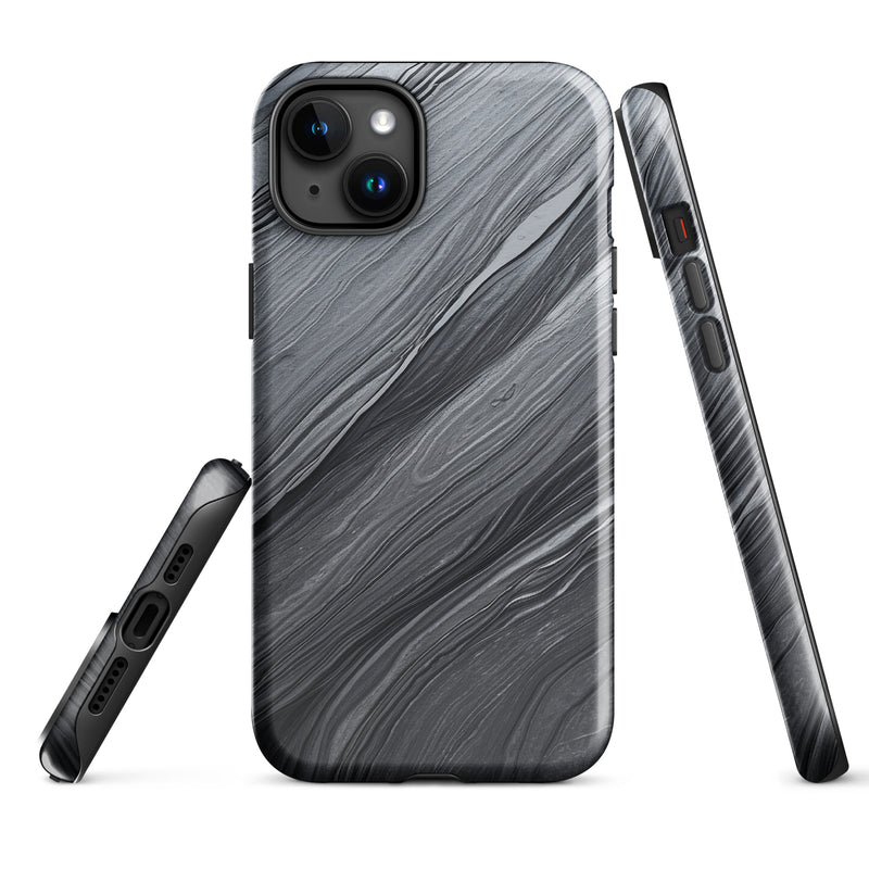 Load image into Gallery viewer, Damascus Steel iPhone Case Hardshell 3D Wrap Thermal Dark Grey Metal CREATIVETECH