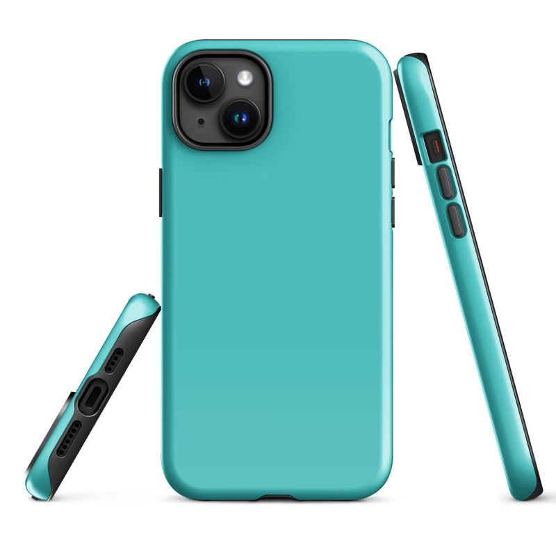 Load image into Gallery viewer, Turquoise Blue iPhone Case Hardshell 3D Wrap Thermal Plain Color CREATIVETECH
