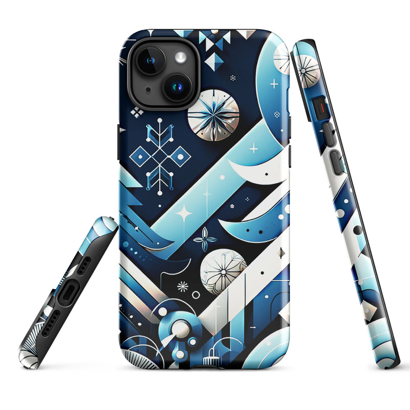 Load image into Gallery viewer, Christmas Vibe Aesthetic Blue White iPhone Case Hardshell 3D Wrap Thermal Double Layer CREATIVETECH
