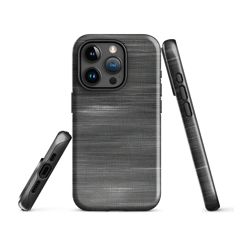 Load image into Gallery viewer, Brushed Denim Black Grey iPhone Case Hardshell 3D Wrap Thermal CREATIVETECH