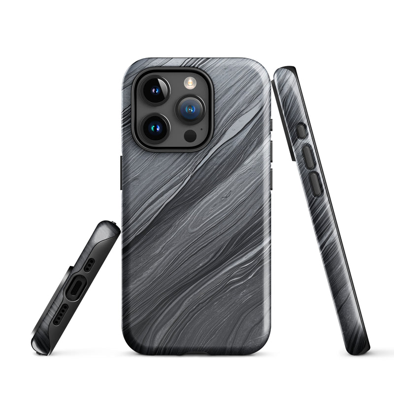 Load image into Gallery viewer, Damascus Steel iPhone Case Hardshell 3D Wrap Thermal Dark Grey Metal CREATIVETECH