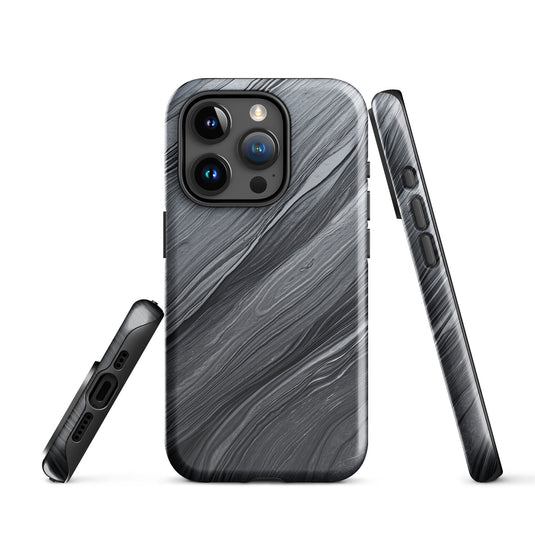Damascus Steel iPhone Case Hardshell 3D Wrap Thermal Dark Grey Metal CREATIVETECH