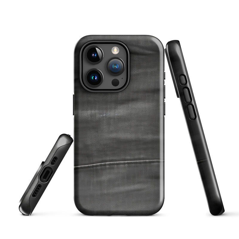 Load image into Gallery viewer, Dark Grey Denim Cloth iPhone Case Hardshell 3D Wrap Thermal CREATIVETECH