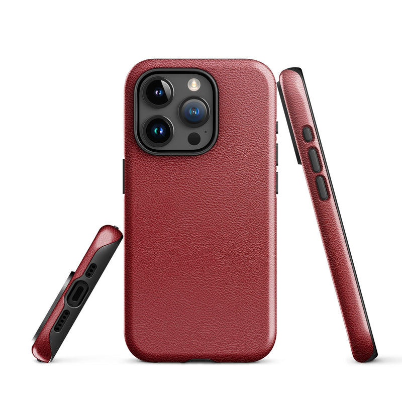 Load image into Gallery viewer, Red Leather Hardshell iPhone Case 3D Wrap Thermal CREATIVETECH
