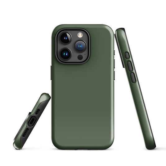 Deep Sage Green iPhone Case Hardshell 3D Wrap Thermal Plain Color CREATIVETECH