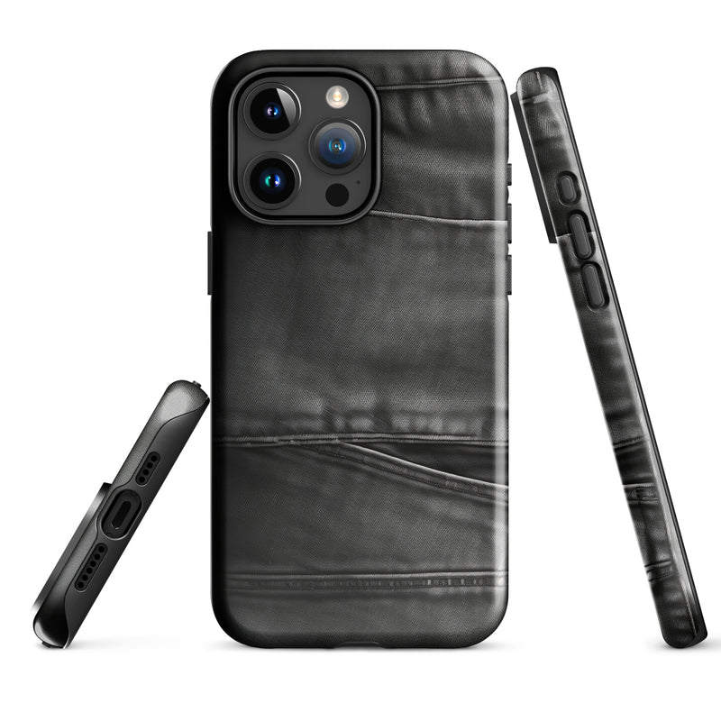 Load image into Gallery viewer, Dark Grey Denim Pocket iPhone Case Hardshell 3D Wrap Thermal CREATIVETECH