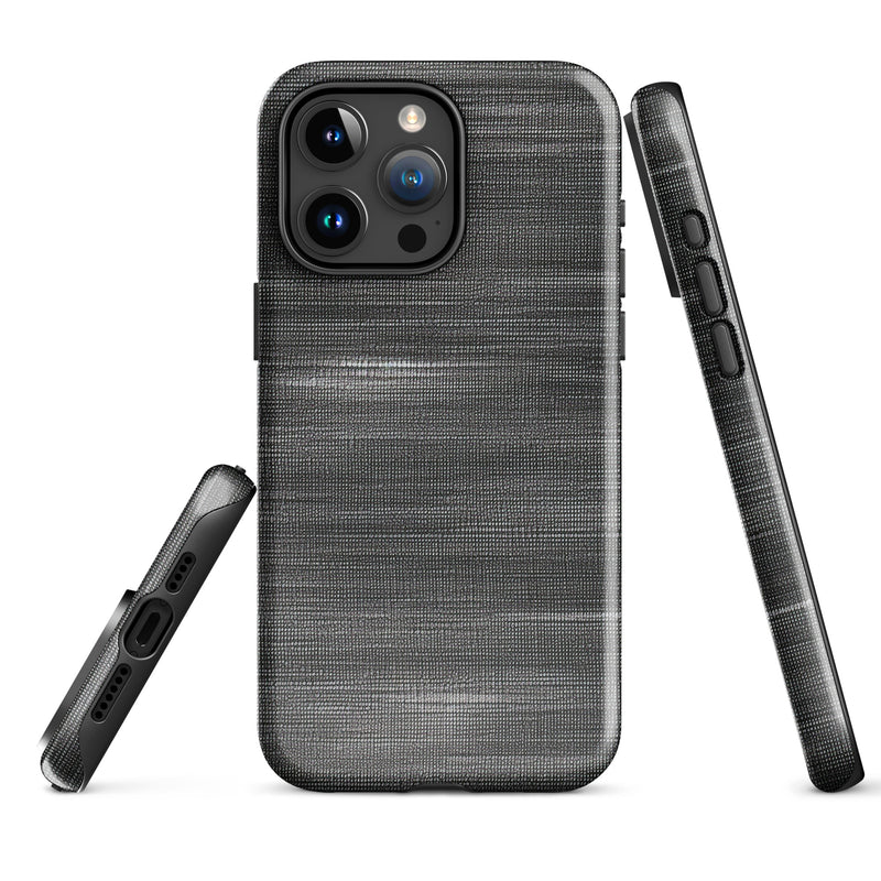 Load image into Gallery viewer, Brushed Denim Black Grey iPhone Case Hardshell 3D Wrap Thermal CREATIVETECH