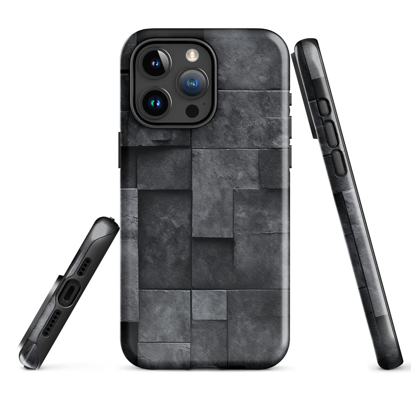 Load image into Gallery viewer, Dark Grey Stone Cubes iPhone Case Hardshell 3D Wrap Thermal CREATIVETECH