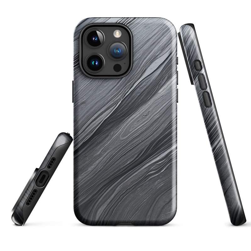 Load image into Gallery viewer, Damascus Steel iPhone Case Hardshell 3D Wrap Thermal Dark Grey Metal CREATIVETECH
