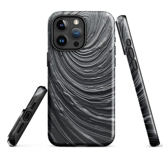 Damascus Steel Metal Swirl Dark Grey iPhone Case Hardshell 3D Wrap Thermal CREATIVETECH