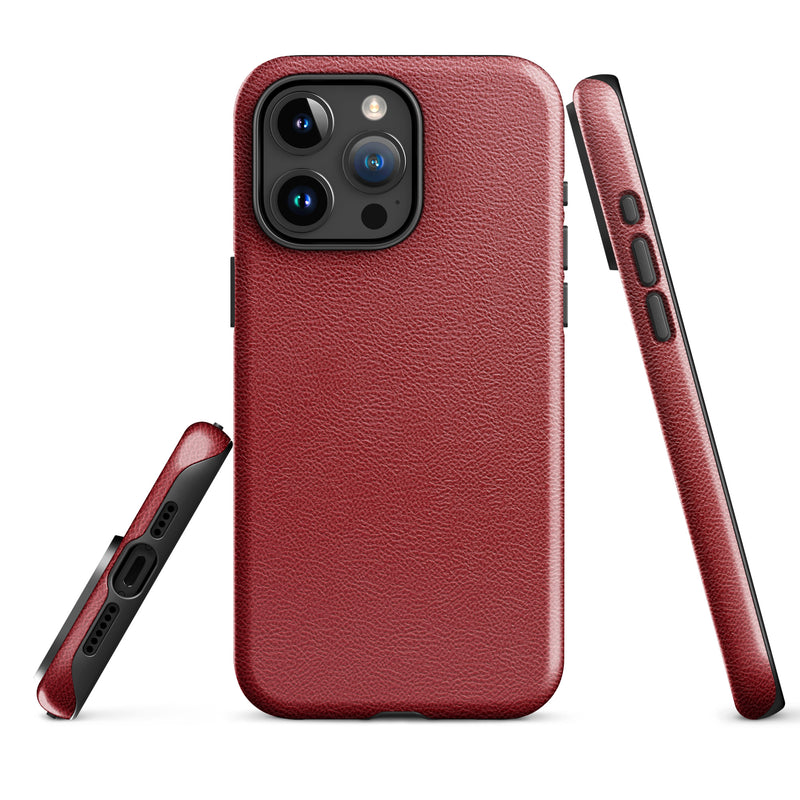 Load image into Gallery viewer, Red Leather Hardshell iPhone Case 3D Wrap Thermal CREATIVETECH
