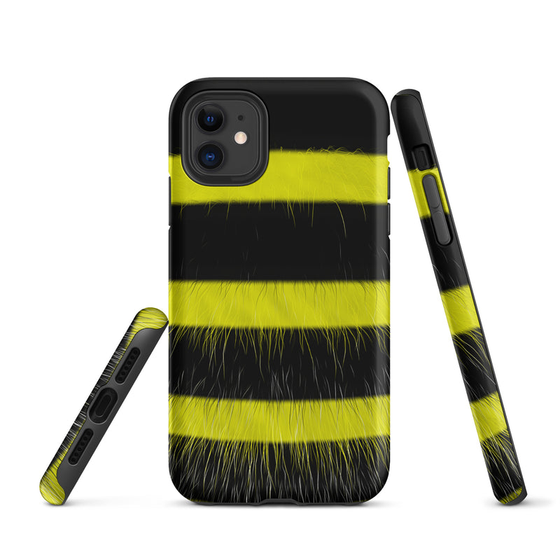 Load image into Gallery viewer, Fluffy Bee Yellow Black iPhone Case Hardshell 3D Wrap Thermal CREATIVETECH