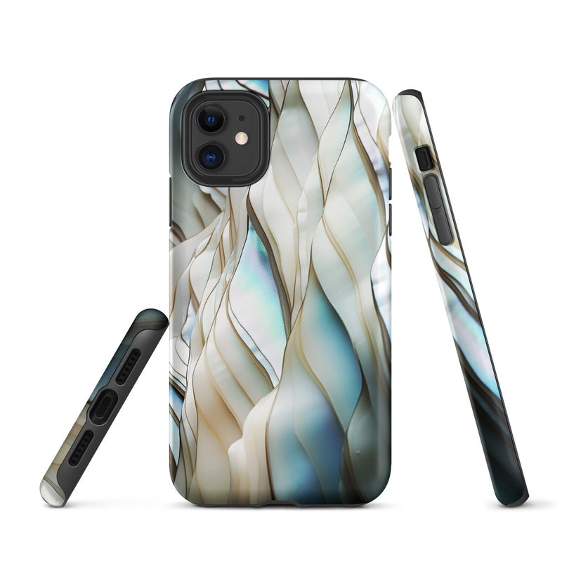 Load image into Gallery viewer, Cream Blue White Pearl iPhone Case Hardshell 3D Wrap Thermal CREATIVETECH