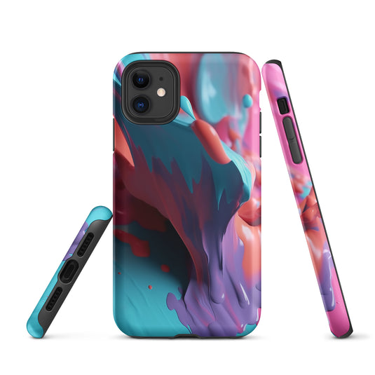Light Blue Violet Liquid Paint iPhone Case Hardshell 3D Wrap Thermal CREATIVETECH