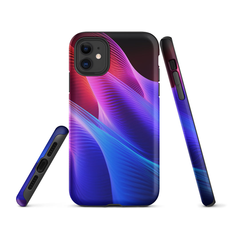 Load image into Gallery viewer, Blue Abstract Sound Waves iPhone Case Hardshell 3D Wrap Thermal CREATIVETECH