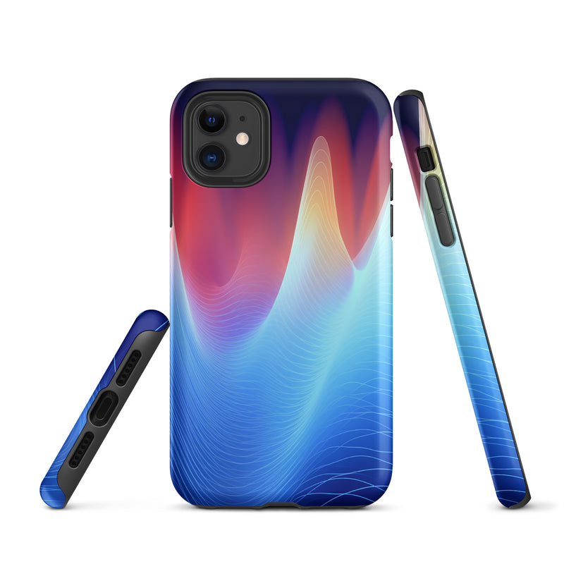 Load image into Gallery viewer, Blue Abstract Sound Waves iPhone Case Hardshell 3D Wrap Thermal CREATIVETECH