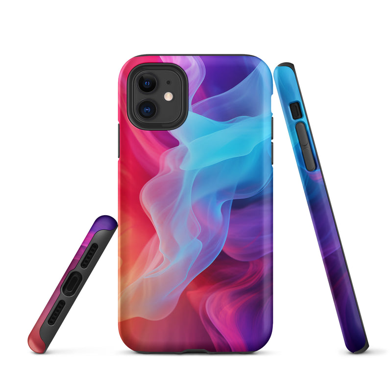 Load image into Gallery viewer, Purple Red Blue Smoke iPhone Case Hardshell 3D Wrap Thermal CREATIVETECH