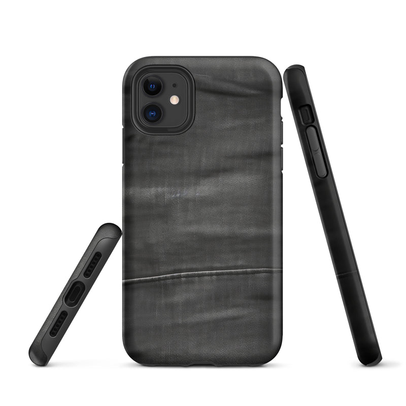 Load image into Gallery viewer, Dark Grey Denim Cloth iPhone Case Hardshell 3D Wrap Thermal CREATIVETECH