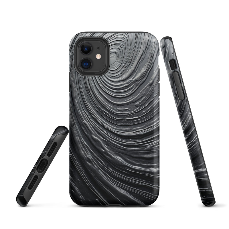 Load image into Gallery viewer, Damascus Steel Metal Swirl Dark Grey iPhone Case Hardshell 3D Wrap Thermal CREATIVETECH