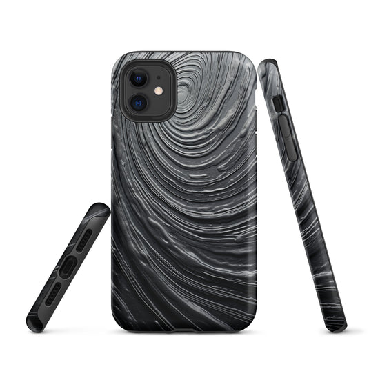 Damascus Steel Metal Swirl Dark Grey iPhone Case Hardshell 3D Wrap Thermal CREATIVETECH