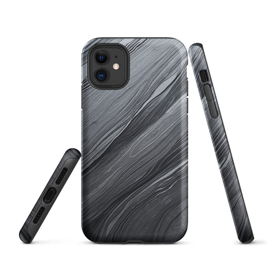 Damascus Steel iPhone Case Hardshell 3D Wrap Thermal Dark Grey Metal CREATIVETECH