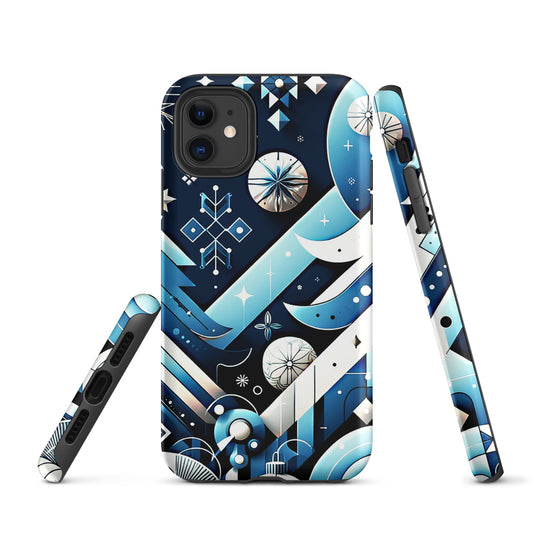 Christmas Vibe Aesthetic Blue White iPhone Case Hardshell 3D Wrap Thermal Double Layer CREATIVETECH