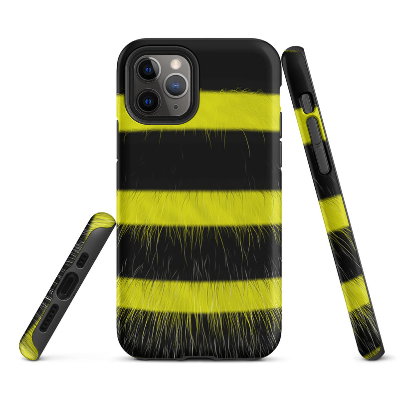 Load image into Gallery viewer, Fluffy Bee Yellow Black iPhone Case Hardshell 3D Wrap Thermal CREATIVETECH