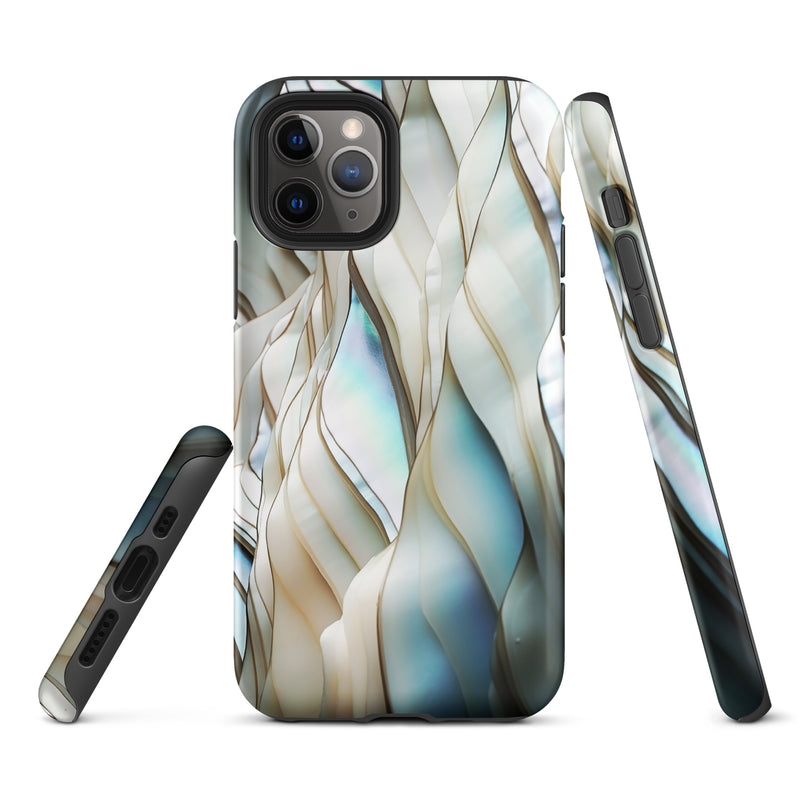 Load image into Gallery viewer, Cream Blue White Pearl iPhone Case Hardshell 3D Wrap Thermal CREATIVETECH