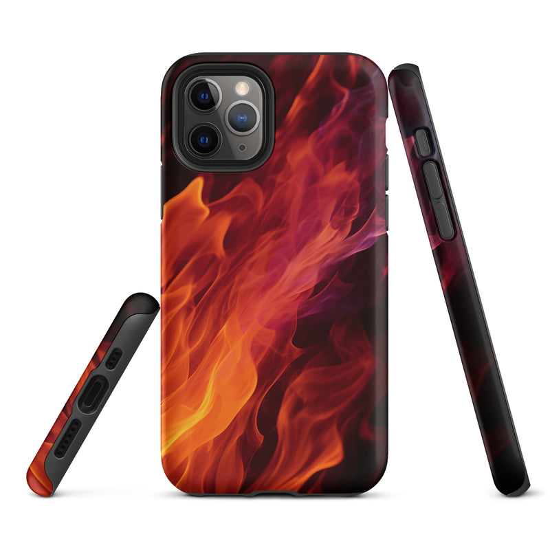 Load image into Gallery viewer, Black Yellow Fire iPhone Case Hardshell 3D Wrap Thermal CREATIVETECH