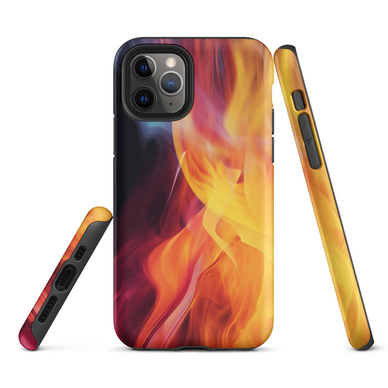 Load image into Gallery viewer, Orange Yellow Fire iPhone Case Hardshell 3D Wrap Thermal CREATIVETECH
