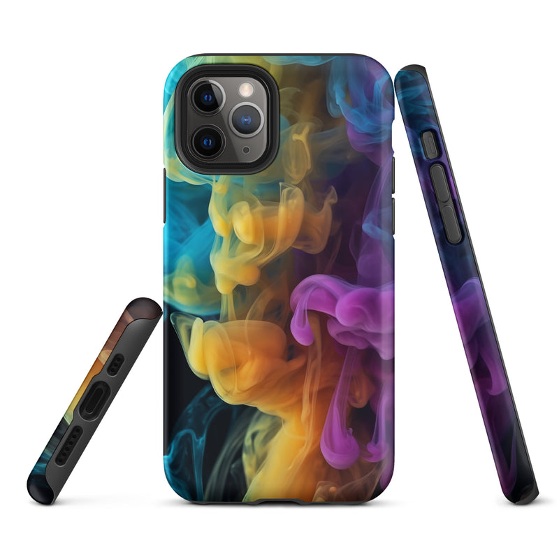 Load image into Gallery viewer, Yellow Purple Blue Smoke iPhone Case Hardshell 3D Wrap Thermal CREATIVETECH
