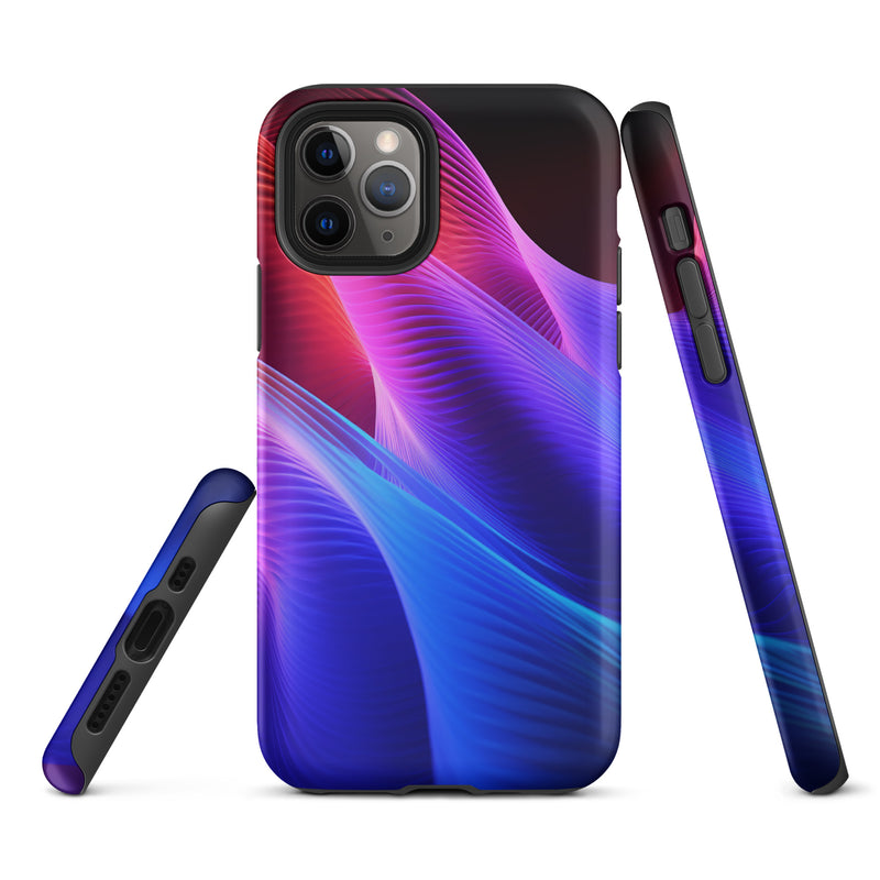 Load image into Gallery viewer, Blue Abstract Sound Waves iPhone Case Hardshell 3D Wrap Thermal CREATIVETECH