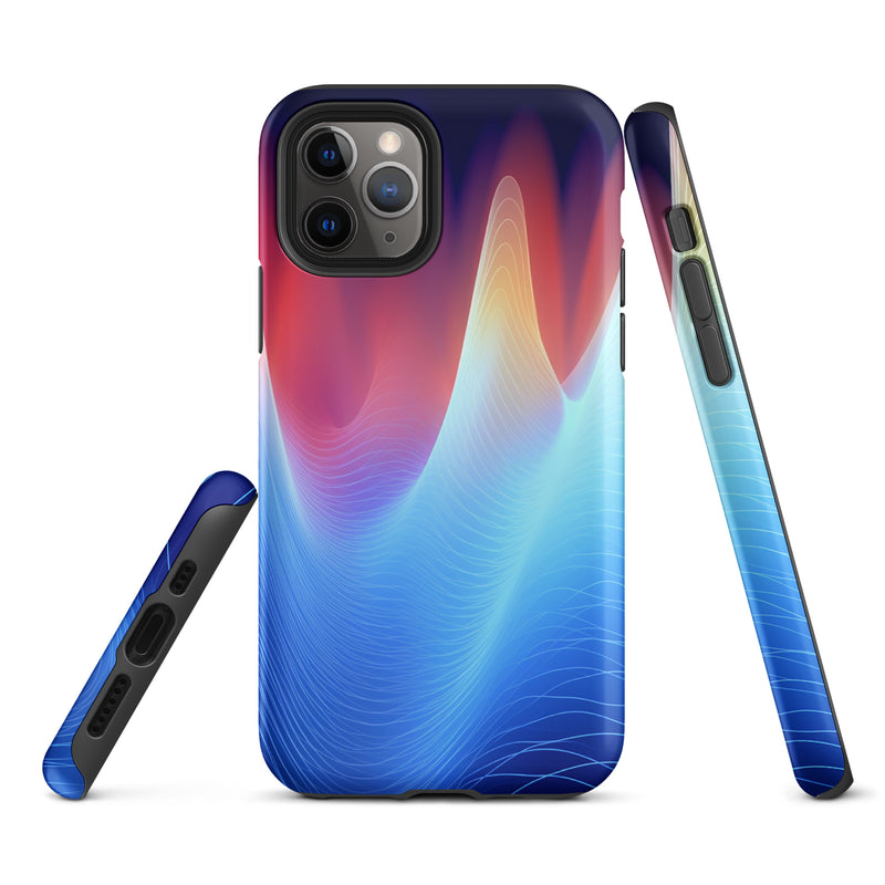 Load image into Gallery viewer, Blue Abstract Sound Waves iPhone Case Hardshell 3D Wrap Thermal CREATIVETECH