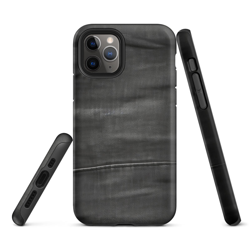 Load image into Gallery viewer, Dark Grey Denim Cloth iPhone Case Hardshell 3D Wrap Thermal CREATIVETECH