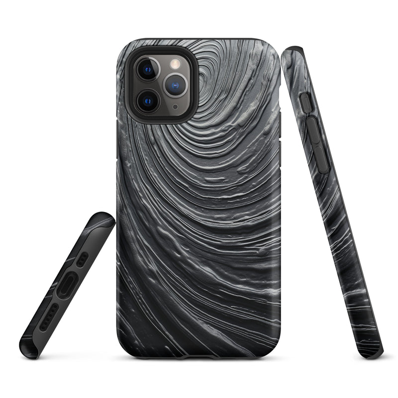 Load image into Gallery viewer, Damascus Steel Metal Swirl Dark Grey iPhone Case Hardshell 3D Wrap Thermal CREATIVETECH