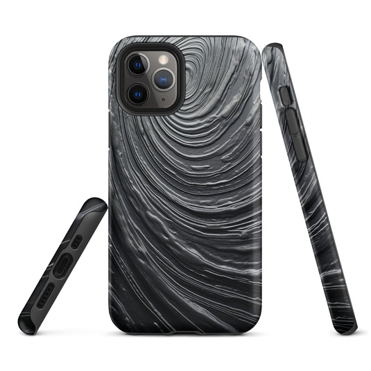 Damascus Steel Metal Swirl Dark Grey iPhone Case Hardshell 3D Wrap Thermal CREATIVETECH