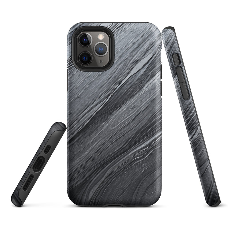 Load image into Gallery viewer, Damascus Steel iPhone Case Hardshell 3D Wrap Thermal Dark Grey Metal CREATIVETECH