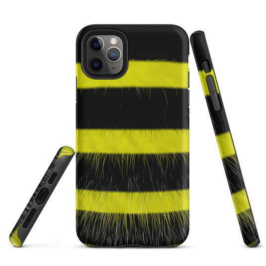 Fluffy Bee Yellow Black iPhone Case Hardshell 3D Wrap Thermal CREATIVETECH