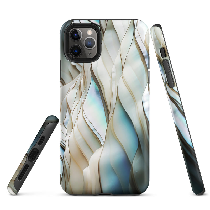 Load image into Gallery viewer, Cream Blue White Pearl iPhone Case Hardshell 3D Wrap Thermal CREATIVETECH