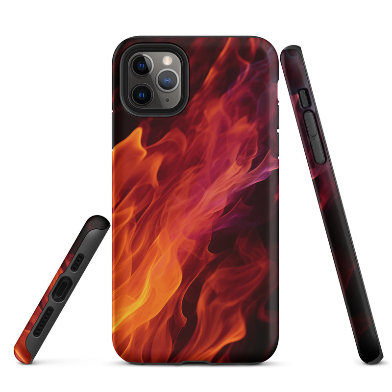 Load image into Gallery viewer, Black Yellow Fire iPhone Case Hardshell 3D Wrap Thermal CREATIVETECH