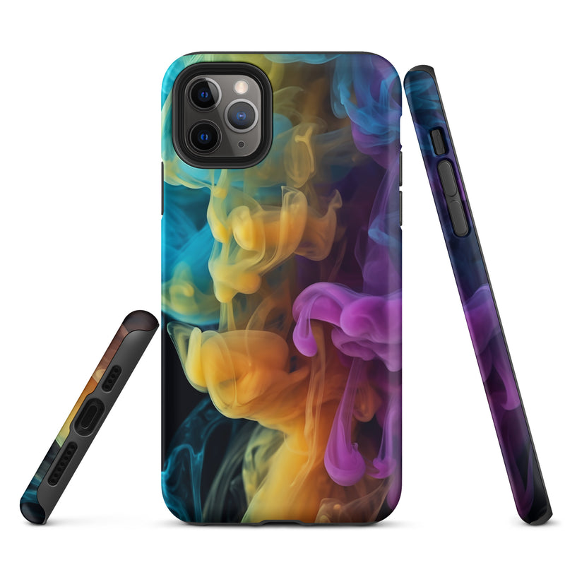 Load image into Gallery viewer, Yellow Purple Blue Smoke iPhone Case Hardshell 3D Wrap Thermal CREATIVETECH
