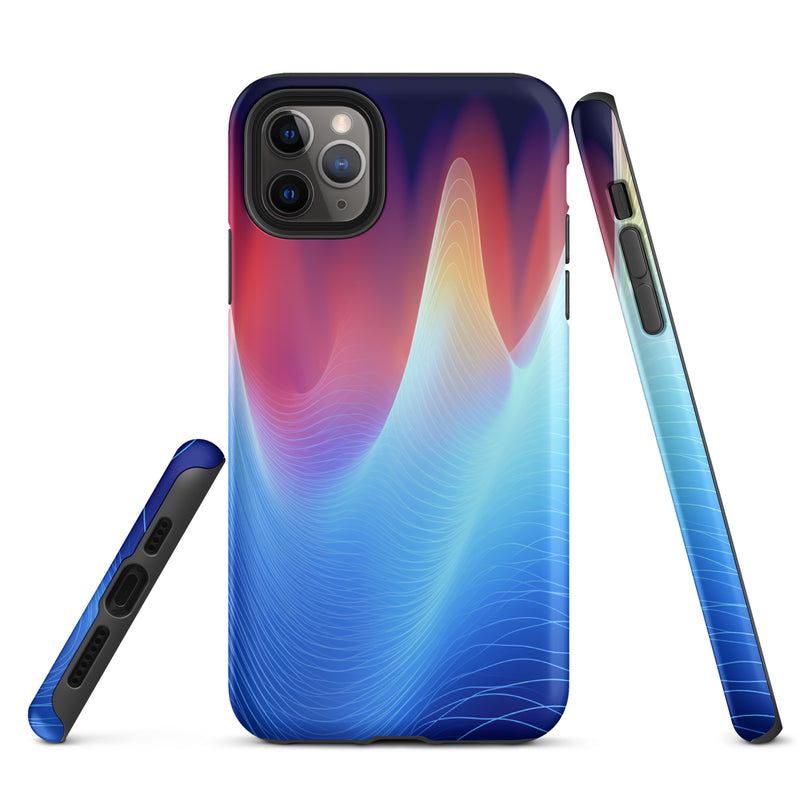 Load image into Gallery viewer, Blue Abstract Sound Waves iPhone Case Hardshell 3D Wrap Thermal CREATIVETECH