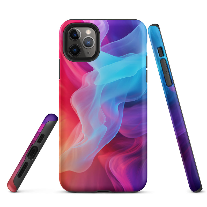 Load image into Gallery viewer, Purple Red Blue Smoke iPhone Case Hardshell 3D Wrap Thermal CREATIVETECH