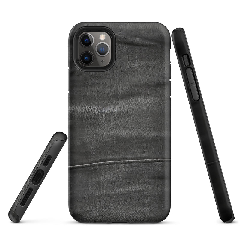 Load image into Gallery viewer, Dark Grey Denim Cloth iPhone Case Hardshell 3D Wrap Thermal CREATIVETECH