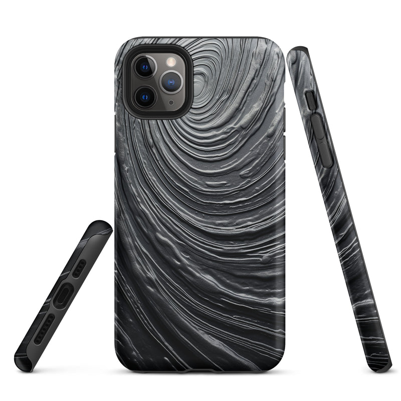 Load image into Gallery viewer, Damascus Steel Metal Swirl Dark Grey iPhone Case Hardshell 3D Wrap Thermal CREATIVETECH