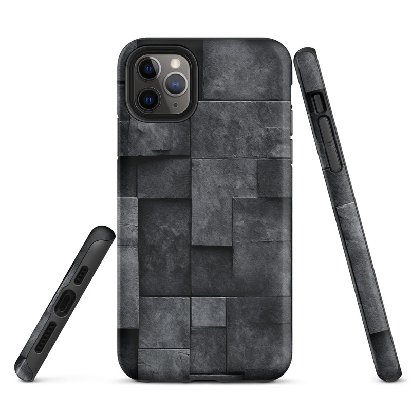Load image into Gallery viewer, Dark Grey Stone Cubes iPhone Case Hardshell 3D Wrap Thermal CREATIVETECH