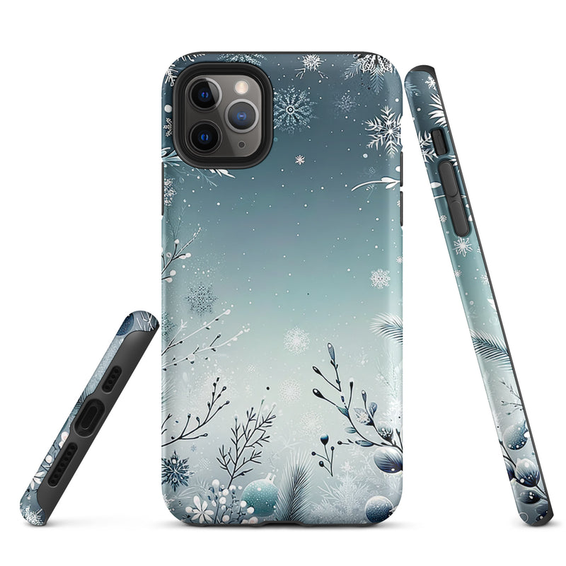 Load image into Gallery viewer, Christmas Vibe Blue White iPhone Case Hardshell 3D Wrap Thermal Double Layer CREATIVETECH