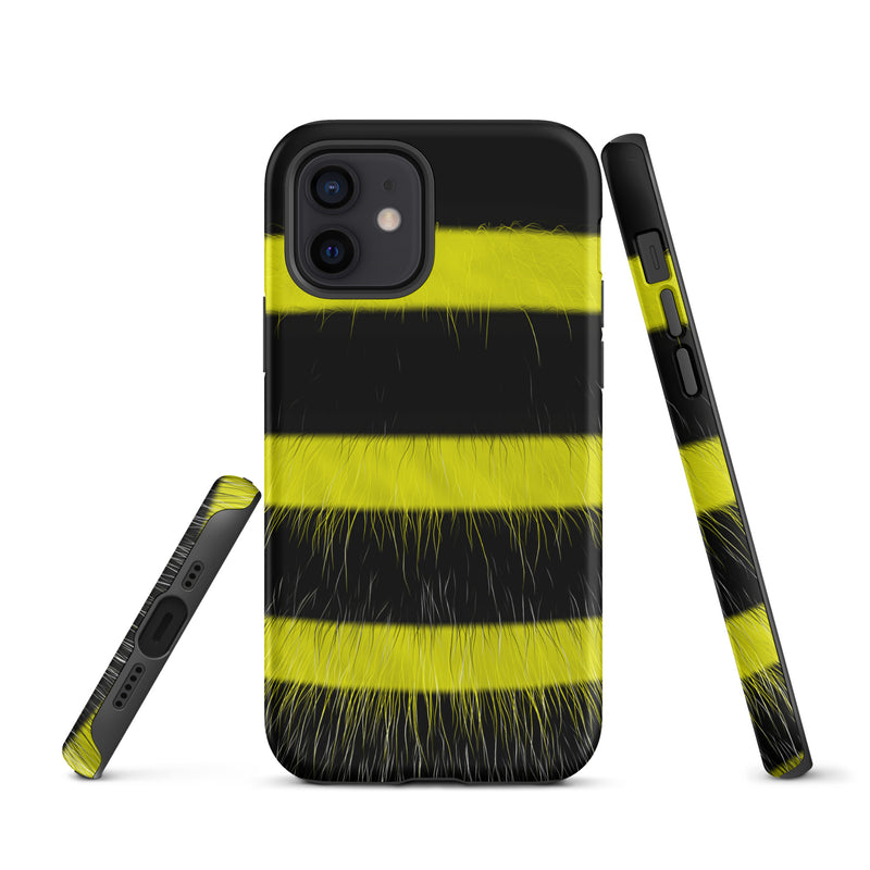 Load image into Gallery viewer, Fluffy Bee Yellow Black iPhone Case Hardshell 3D Wrap Thermal CREATIVETECH