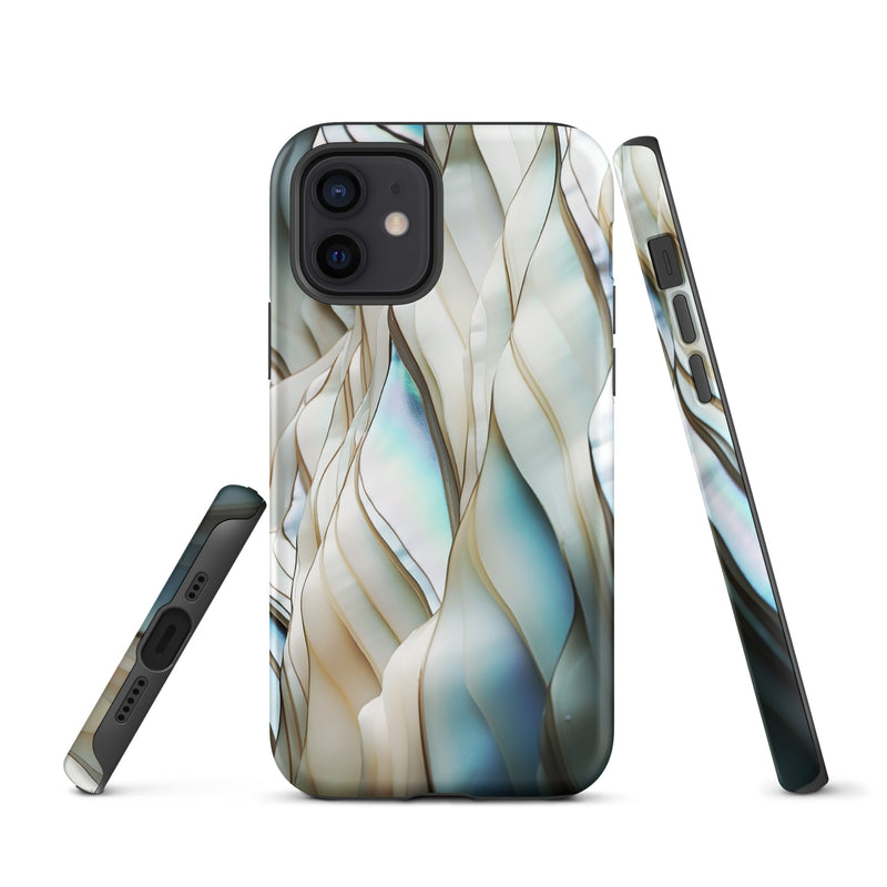 Load image into Gallery viewer, Cream Blue White Pearl iPhone Case Hardshell 3D Wrap Thermal CREATIVETECH
